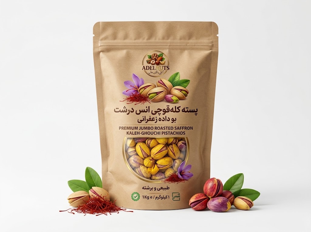 پسته کله&zwnj;قوچی انس درشت بو داده زعفرانی